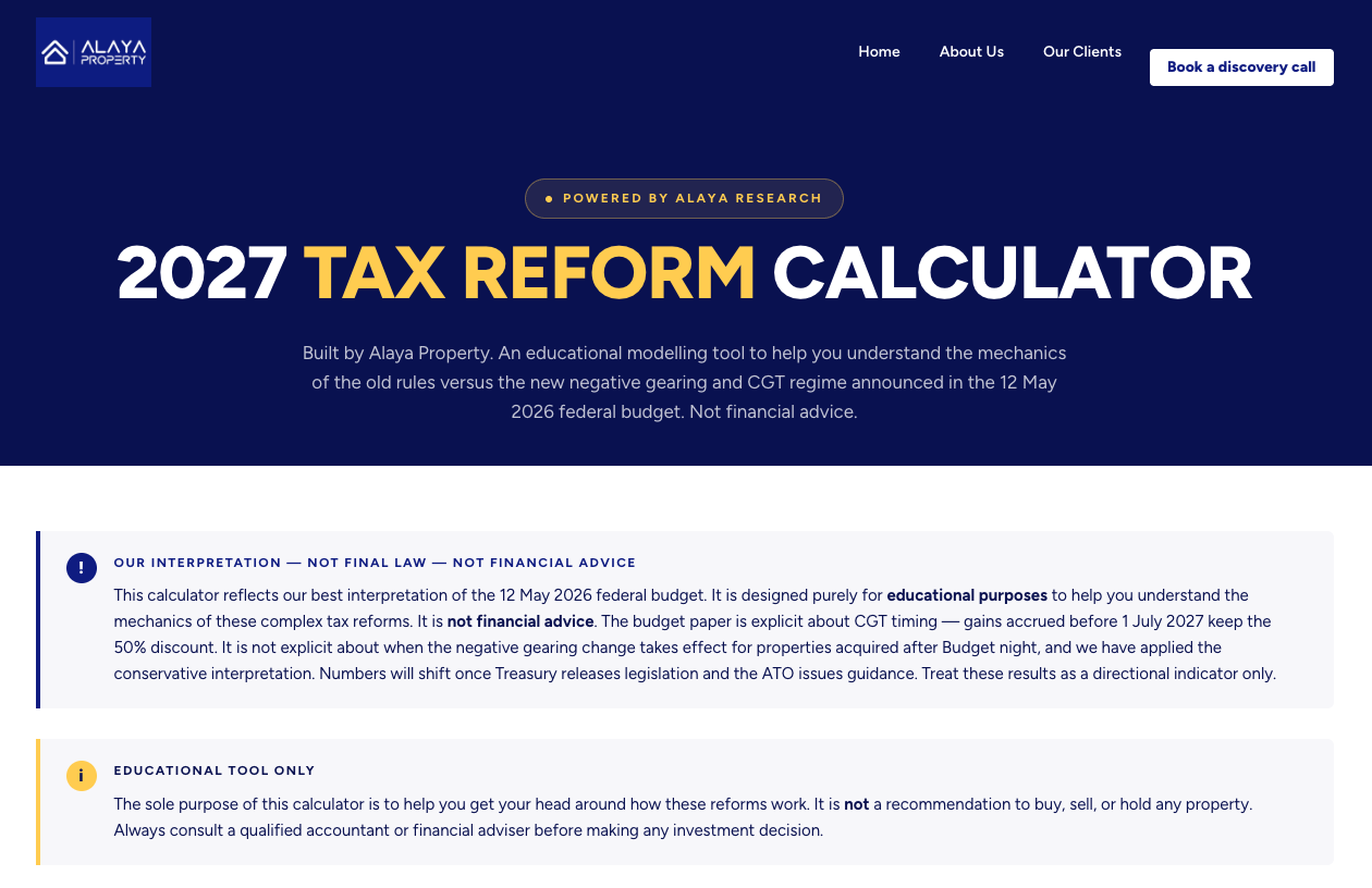 2027 Tax Reform Calculator